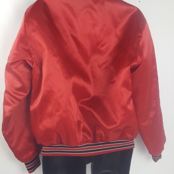 Vtg Chicago Blackhawks NHL Hockey Red Satin Bomber - Picture 5 of 5